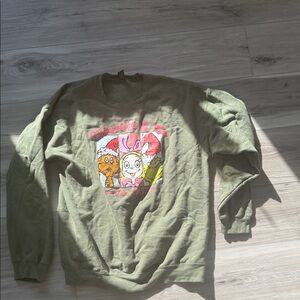 Gildan Olive Grinch Cartoon Graphic Women's Sweater